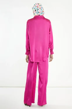 Glamorous Blouses & Shirts|Modest Fuchsia Button Front Shirt -
