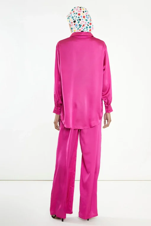 Glamorous Blouses & Shirts|Modest Fuchsia Button Front Shirt -