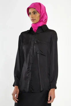 Glamorous Headscarves|Co-ords|Modesty Black Button Front Shirt -