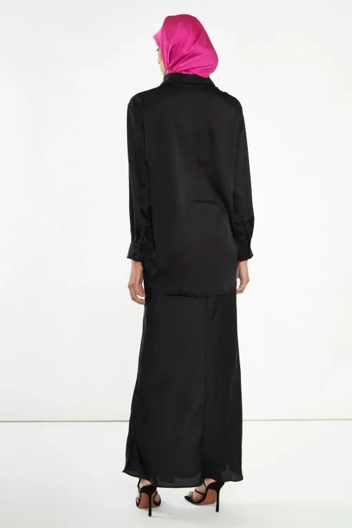 Glamorous Headscarves|Co-ords|Modesty Black Button Front Shirt -