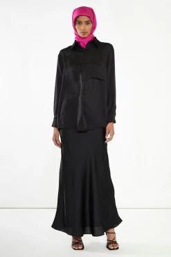 Glamorous Headscarves|Co-ords|Modesty Black Button Front Shirt -
