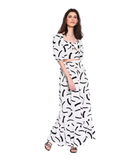 Glamorous Maxi Skirts|Mono Brush Stroke Maxi Skirt -