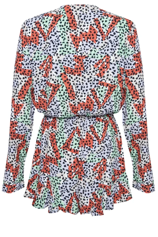 Glamorous Playsuits|Multi Geo Print Tie Front Playsuit -