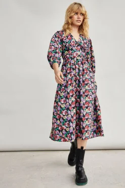 Glamorous Mini Dresses|Mini Dresses|Multi Graphic Rose Collar Short Sleeve Mini Dress -
