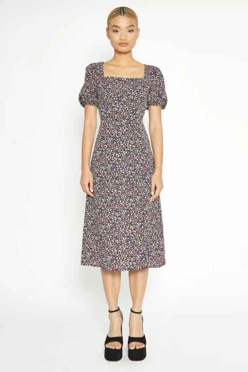 Glamorous Day Dresses|Midi & Midaxi Dresses|Multi Splodge Floral Tie Back Midi Dress -