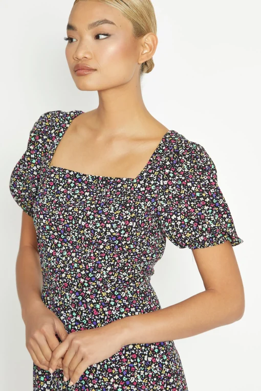 Glamorous Day Dresses|Midi & Midaxi Dresses|Multi Splodge Floral Tie Back Midi Dress -
