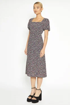 Glamorous Day Dresses|Midi & Midaxi Dresses|Multi Splodge Floral Tie Back Midi Dress -