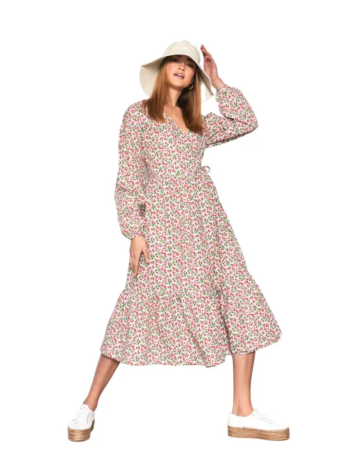 Glamorous Midi & Midaxi Dresses|Midi & Midaxi Dresses|Multi White Cherry Print Wrap Midi Dress -