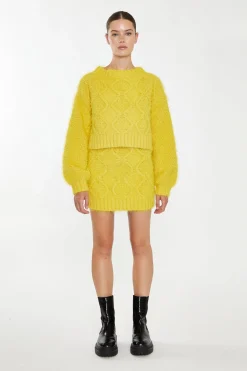 Glamorous Co-ords|Knitted Co-ords|Mustard Knit Long Sleeve Jumper -