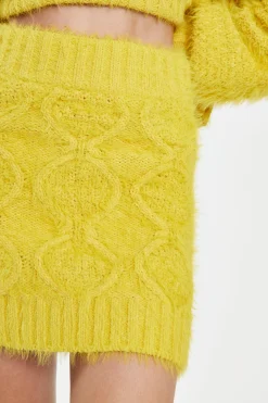 Glamorous Co-ords|Knitted Co-ords|Mustard Knitted Mini Skirt -