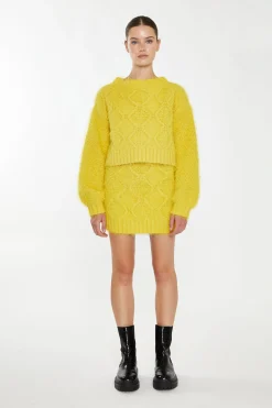 Glamorous Co-ords|Knitted Co-ords|Mustard Knitted Mini Skirt -