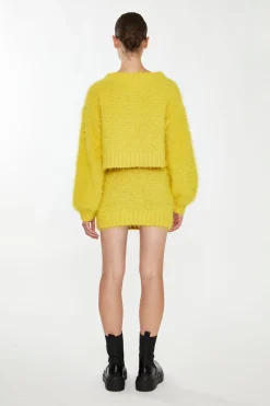 Glamorous Co-ords|Knitted Co-ords|Mustard Knitted Mini Skirt -