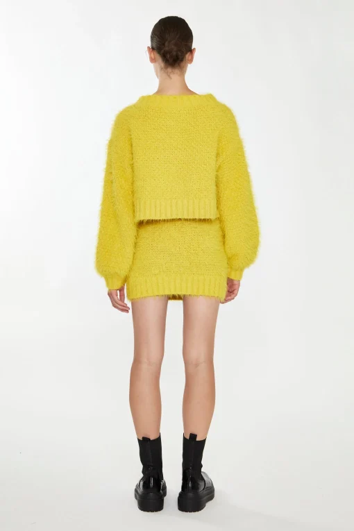 Glamorous Co-ords|Knitted Co-ords|Mustard Knitted Mini Skirt -