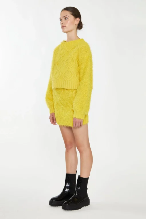 Glamorous Co-ords|Knitted Co-ords|Mustard Knitted Mini Skirt -