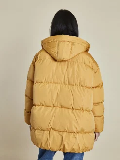 Glamorous Longline Coats|Puffer Jackets|Mustard Padded Longline Puffer Coat -