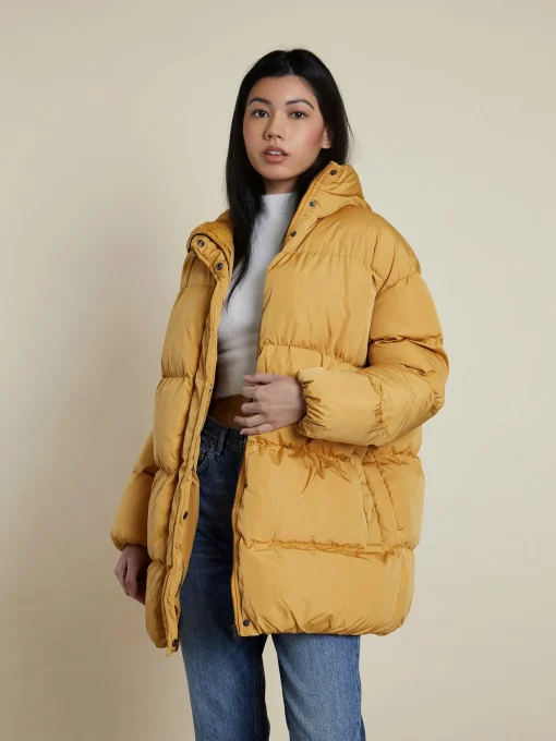 Glamorous Longline Coats|Puffer Jackets|Mustard Padded Longline Puffer Coat -
