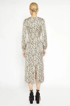 Glamorous Day Dresses|Midi & Midaxi Dresses|Natural White Leopard print Long Sleeve Midi Dress -