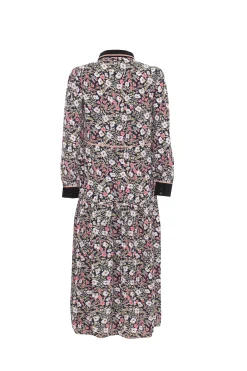 Glamorous Midi & Midaxi Dresses|Midi & Midaxi Dresses|Navy Folk Floral Black Collar Midi Dress -