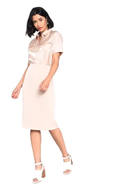 Glamorous Midi & Midaxi Skirts|Nude High Waisted Midi Skirt -