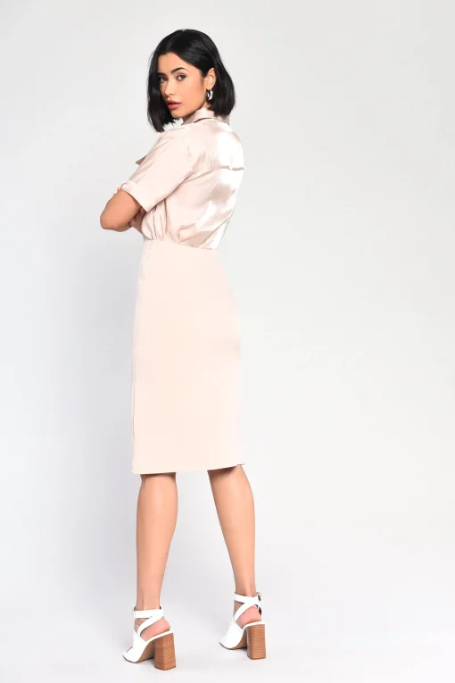 Glamorous Midi & Midaxi Skirts|Nude High Waisted Midi Skirt -