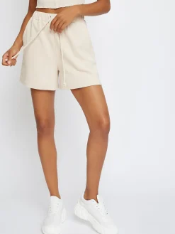 Glamorous Woven Shorts|Nude Tie High Waisted Polyester Shorts -