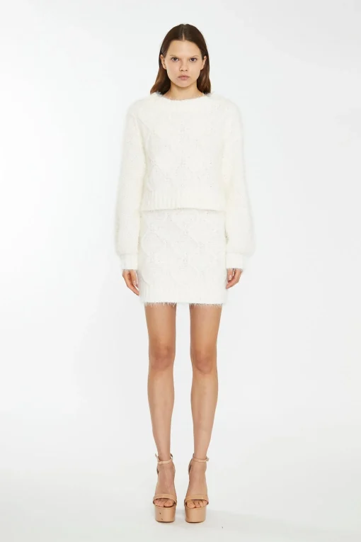 Glamorous Workwear|Co-ords|Off White Knit Long Sleeve Jumper -
