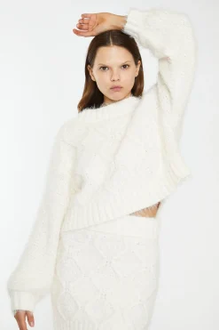 Glamorous Workwear|Co-ords|Off White Knit Long Sleeve Jumper -