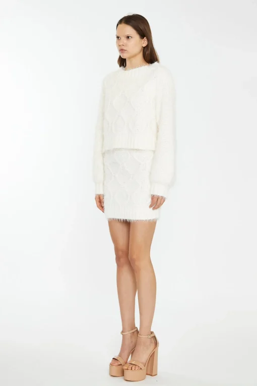 Glamorous Workwear|Co-ords|Off White Knit Long Sleeve Jumper -