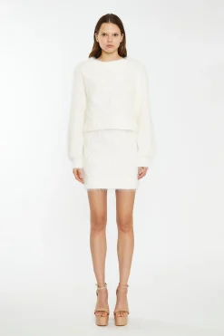 Glamorous Workwear|Co-ords|Off White Knitted Mini Skirt -