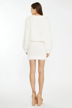 Glamorous Workwear|Co-ords|Off White Knitted Mini Skirt -
