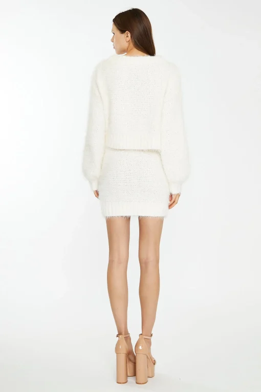 Glamorous Workwear|Co-ords|Off White Knitted Mini Skirt -