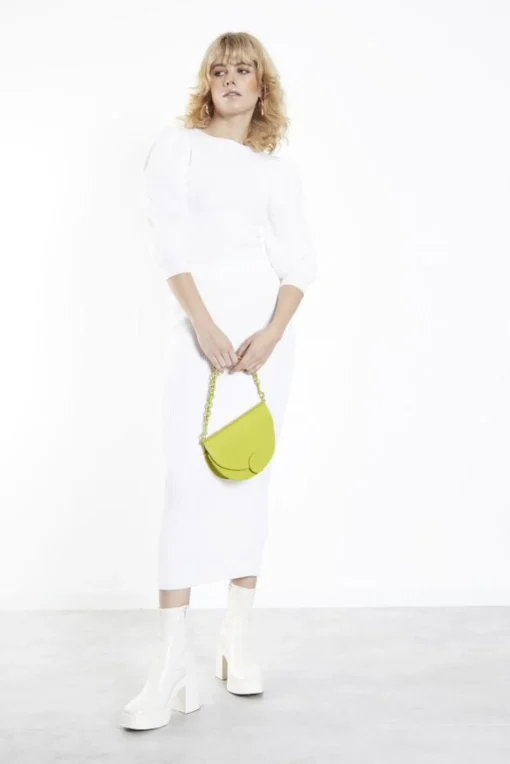 Glamorous Jumpers|Off White Knitted Jumper with Mid length Puff Sleeves -