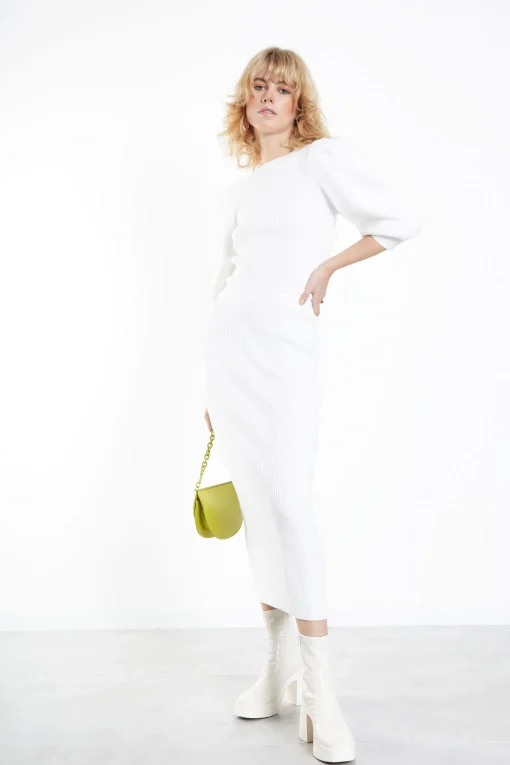 Glamorous Knitted Skirts|Midi & Midaxi Skirts|Off White Knitted Midi Skirt -