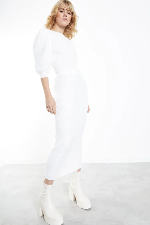 Glamorous Knitted Skirts|Midi & Midaxi Skirts|Off White Knitted Midi Skirt -
