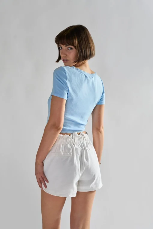 Glamorous Woven Shorts|Off White Paper bag High Waisted Shorts -