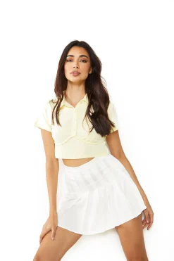 Glamorous Mini Skirts|Off White Pleated Mini Skirt -