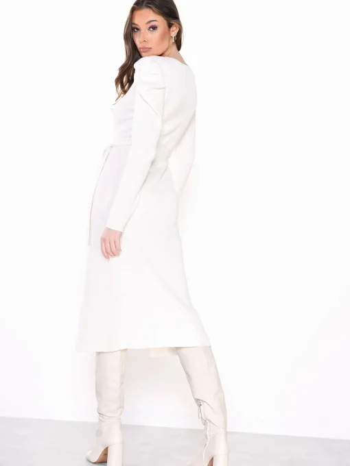 Glamorous Midi & Midaxi Dresses|Midi & Midaxi Dresses|Off White Puff Shoulder Split Midi Dress -