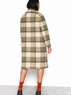 Glamorous Coats|Olive Beige Check Longline Coat -