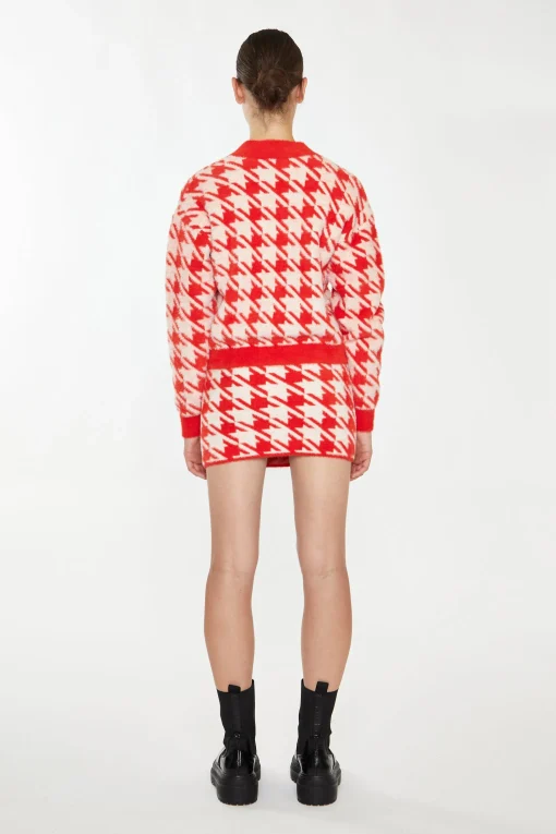 Glamorous Workwear|Co-ords|Orange Cream Dogtooth Print Mini Skirt -