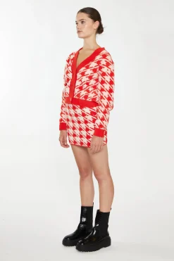 Glamorous Workwear|Co-ords|Orange Cream Dogtooth Print Mini Skirt -