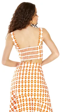 Glamorous Crops, Corsets & Bodysuits|Orange Diamond Geo Crop Top -