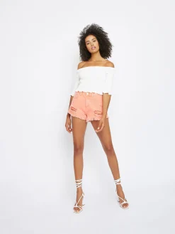 Glamorous Woven Shorts|Orange Distressed Shorts -