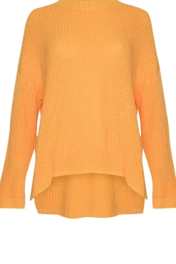 Glamorous Jumpers|Orange Split Side Knit Acrylic Long Sleeve Jumper -