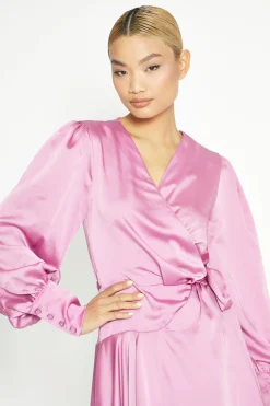 Glamorous Go To Partywear|Wrap Dressses|Orchid Long Sleeve Mini Wrap Dress -