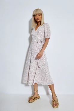 Glamorous Day Dresses|Midi & Midaxi Dresses|Orchid Multi Ditsy Tie Waist Midi Dress -