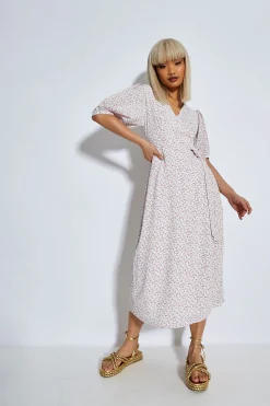 Glamorous Day Dresses|Midi & Midaxi Dresses|Orchid Multi Ditsy Tie Waist Midi Dress -