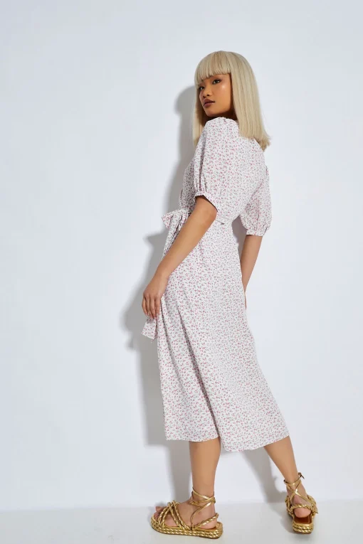 Glamorous Day Dresses|Midi & Midaxi Dresses|Orchid Multi Ditsy Tie Waist Midi Dress -