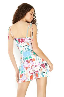 Glamorous Playsuits|Painted Multi Abstract Pocket detail Playsuit -