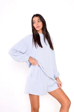 Glamorous Woven Shorts|Pale Blue Loungewear Shorts -