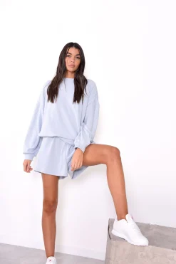Glamorous Blouses & Shirts|Pale Blue Sweatshirt -